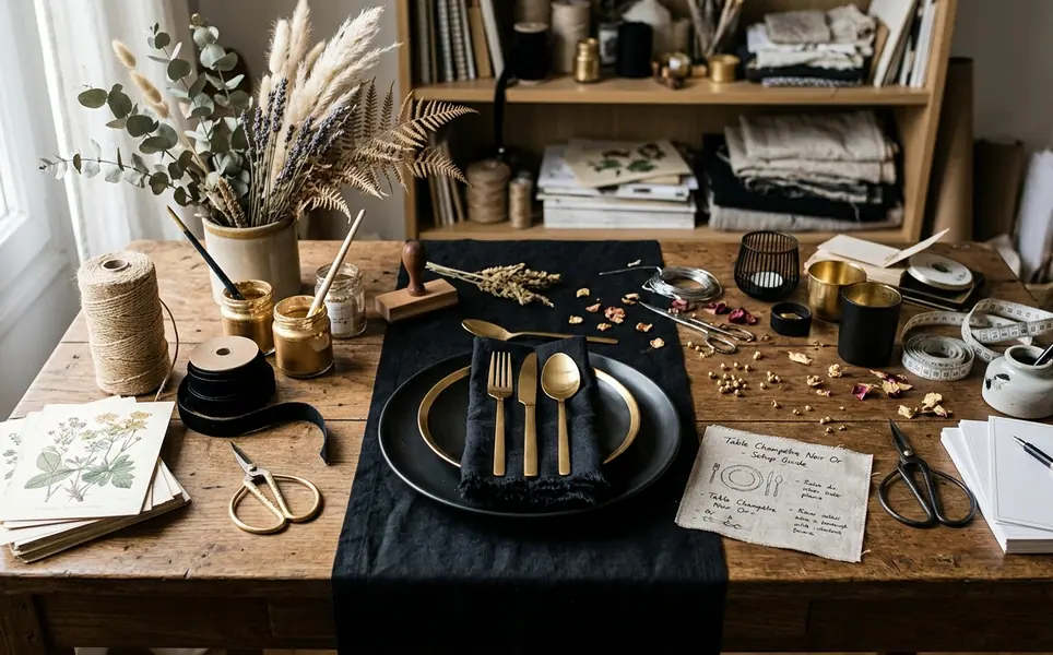 Image showing table_champetre_noir_or